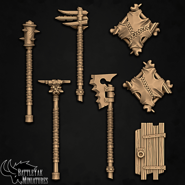 GurGutch Arsenal, Ogre Weapons Customisation Pack - 32mm Scale (18 Variants Available) - Battle Yak