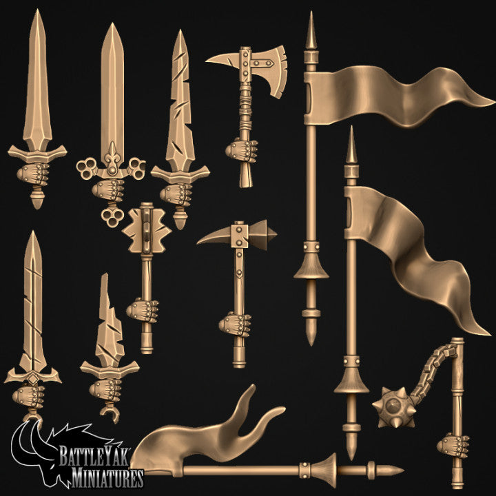 Knights of Necronnia Weapons, Undead Knight Customisation Pack - 28mm Scale (26 Variants Available) - Battle Yak