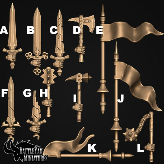 Knights of Necronnia Weapons, Undead Knight Customisation Pack - 28mm Scale (26 Variants Available) - Battle Yak