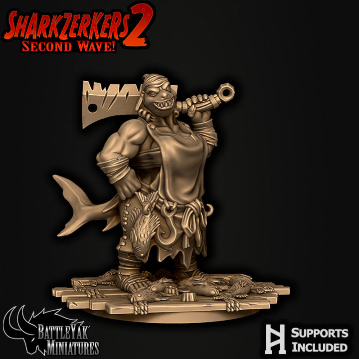 Sharkzerker, Fishmonger's Wife - Shark Folk Merchant Pinup - Battle Yak