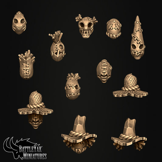 Harrowhaunt Fryghtener Heads and Hats, Scarecrow Customisation Pack - 28mm Scale (12 Variants Available) - Battle Yak