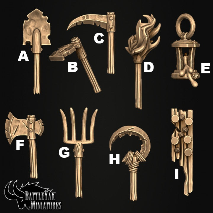 Harrowhaunt Scarecrow Hands & Weapons, Customisation Pack - 32mm Scale (17 Variants Available) - Battle Yak