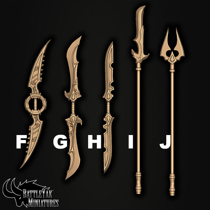 Bloodborn Eldarch Weapons and Gear, Noble Elf Customisation Pack - 28mm Scale (10 Variants Available) - Battle Yak