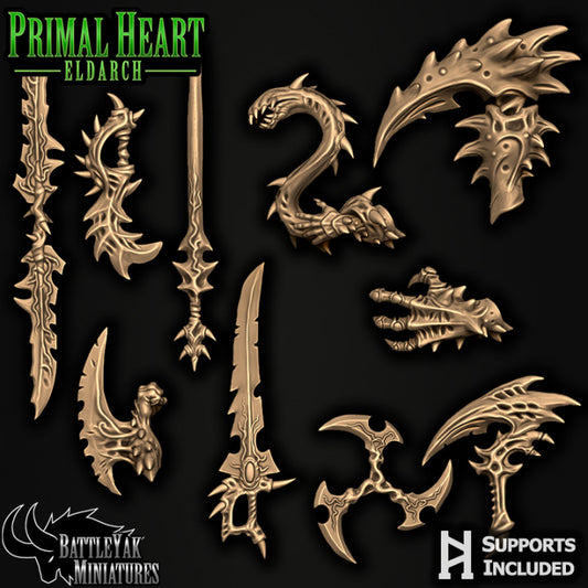 Primal Heart Eldarch Weapons, Customisation Pack - 28mm Scale (10 Variants Available) - Battle Yak
