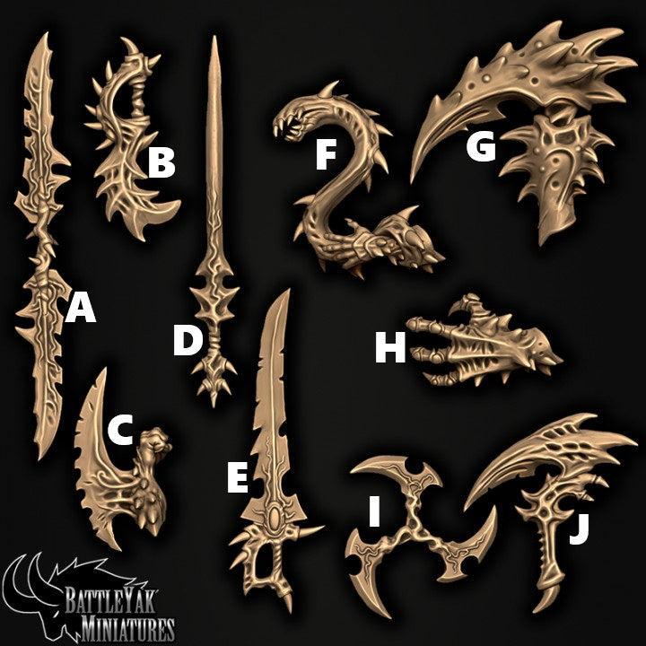 Primal Heart Eldarch Weapons, Customisation Pack - 32mm Scale (10 Variants Available) - Battle Yak