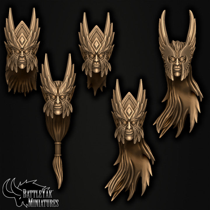 Bloodborn Eldarch Heads, Noble Elf Customisation Pack - 28mm Scale (14 Variants Available) - Battle Yak