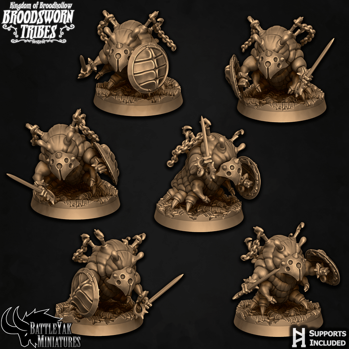 Grubberdrudge Maggots, Chained - Beetle Folk Cannon Fodder (6 Variants Available) - Battle Yak