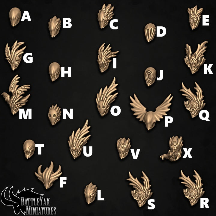 Seven Heavens Omenchoir, Extoller Celestial Heads, Customisation Pack - 32mm Scale (23 Variants Available) - Battle Yak