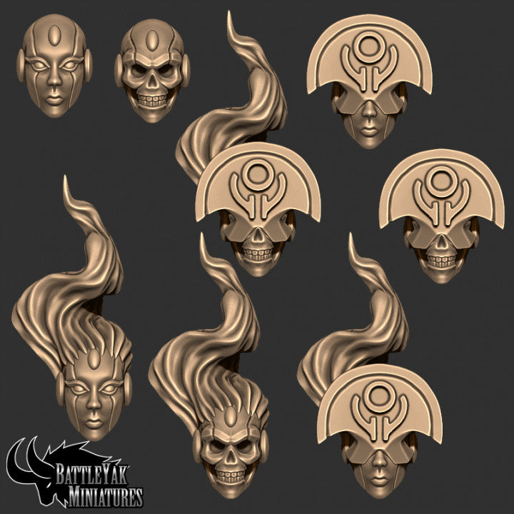 Death Magister Heads, Customisation Pack - 28mm Scale (8 Variants Available) - Battle Yak