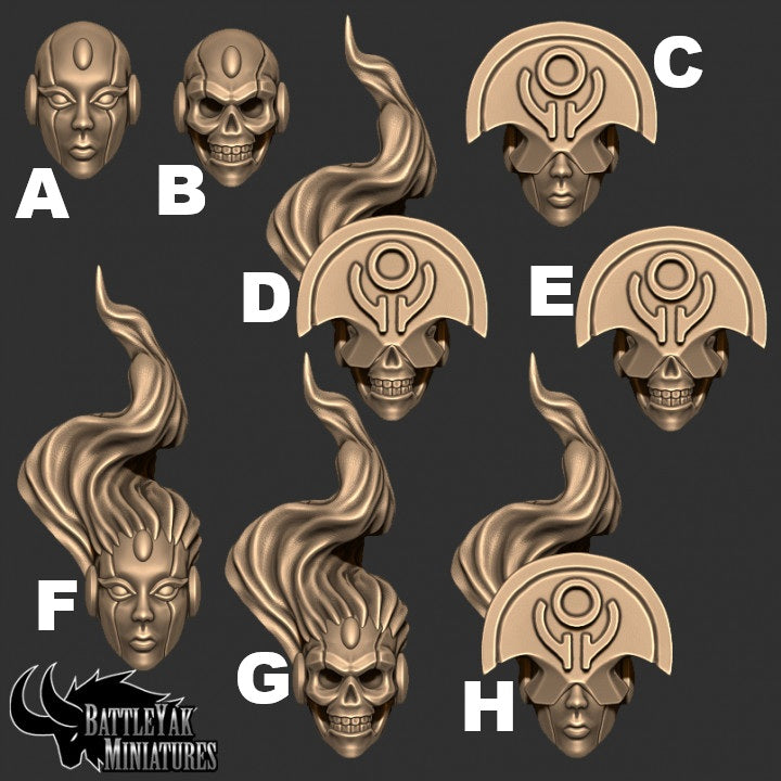 Death Magister Heads, Customisation Pack - 28mm Scale (8 Variants Available) - Battle Yak