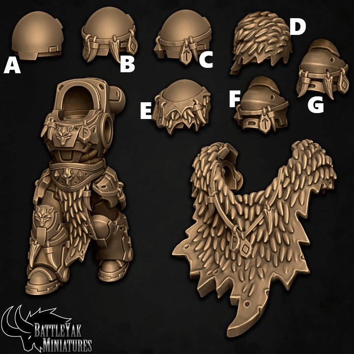 Sentinel Paladin Pauldrons and Cloaks, Wolves of Winter Customisation Pack - 28mm Scale (13 Variants Available) - Battle Yak