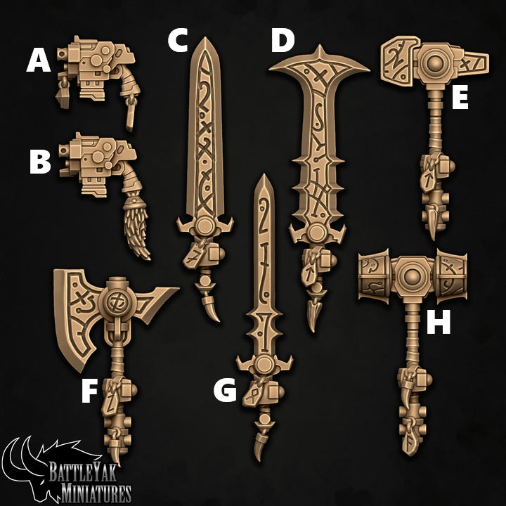 Sentinel Paladins Melee Weapons, Wolves of Winter Customisation Pack - 32mm Scale (15 Variants Available) - Battle Yak
