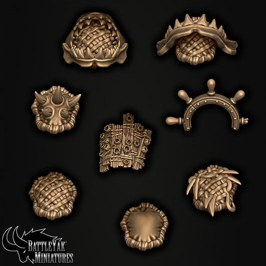 Sharkzerker Pauldrons, Customisation Pack - 28mm Scale (8 Variants Available) - Battle Yak