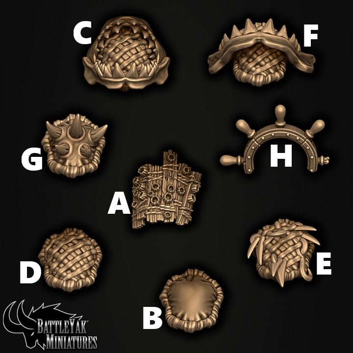 Sharkzerker Pauldrons, Customisation Pack - 32mm Scale (8 Variants Available) - Battle Yak