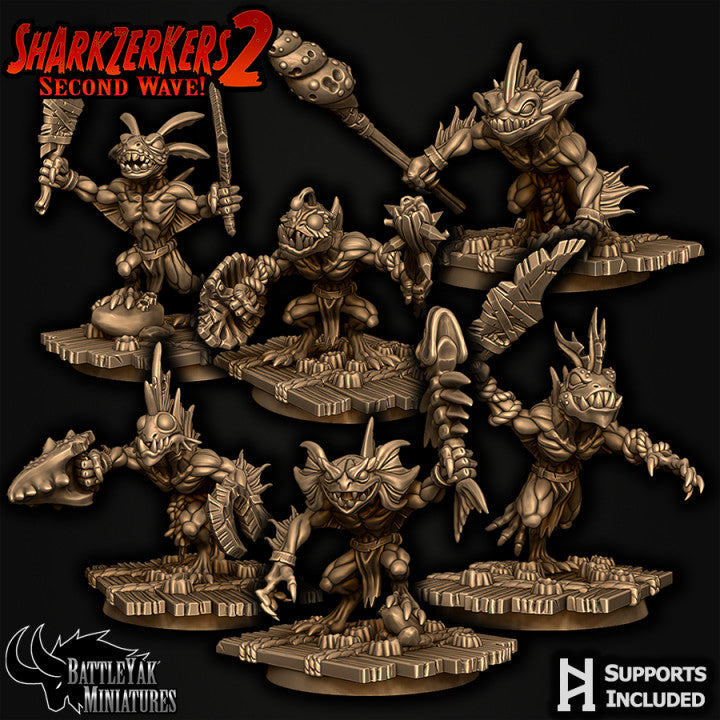 Sharkzerkers, Piranaka Ripjaw Pack - Fishfolk Fighters (6 Variants Available) - Battle Yak