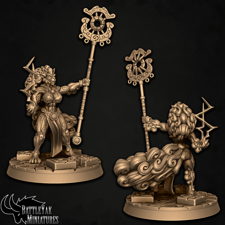 Dogu Shan Thunder Priestess, Guardian Dog Folk Warrior Pinup (2 Variants Available) - Battle Yak