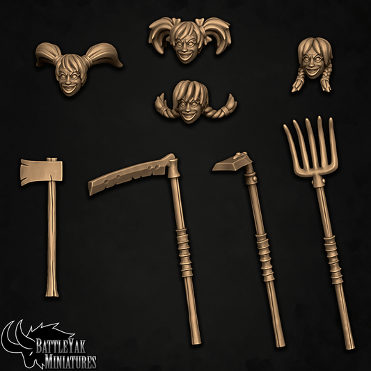 Farmer's Daughters - Heads and Weapons, Customisation Pack (8 Variants Available) - Battle Yak