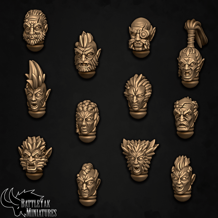 Sentinel Heads, Wolves of Winter Customisation Pack - 32mm Scale (12 Variants Available) - Battle Yak