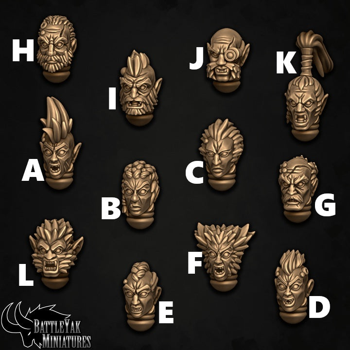 Sentinel Heads, Wolves of Winter Customisation Pack - 32mm Scale (12 Variants Available) - Battle Yak
