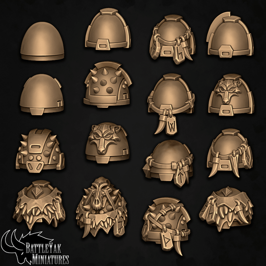 Sentinel Pauldrons, Wolves of Winter Customisation Pack - 28mm Scale (16 Variants Available) - Battle Yak
