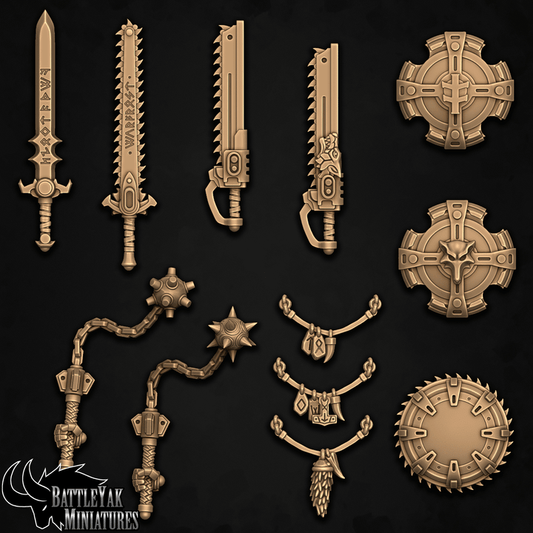 Sentinel Weapons and Shields, Wolves of Winter Customisation Pack - 28mm Scale (12 Variants Available) - Battle Yak