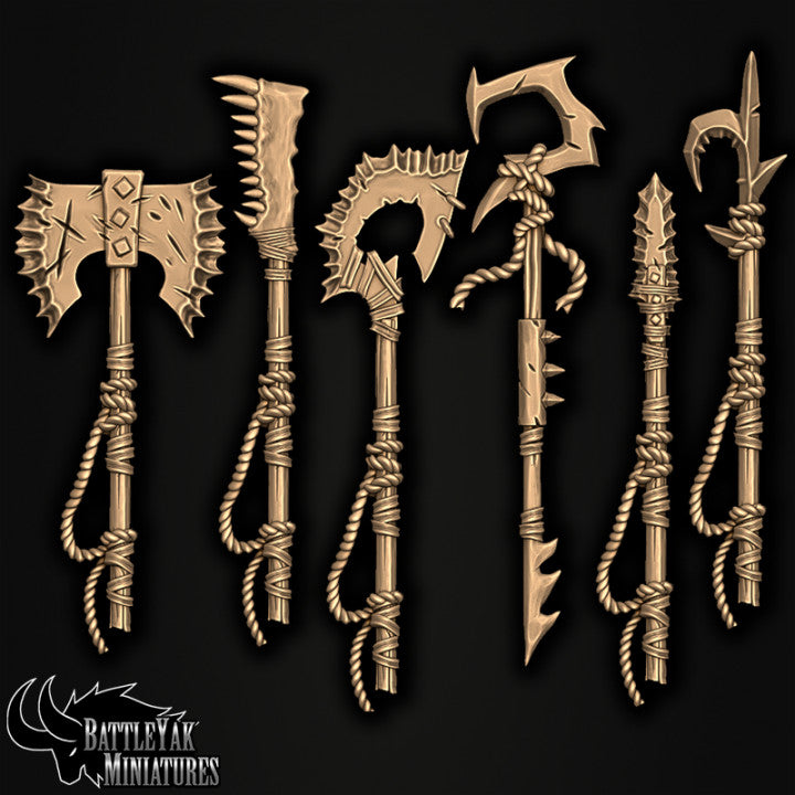 Sharkzerker Great-Weapon Customisation Pack, Sharkfolk Pauldrons & Heavy Weapons 28mm Scale (16 Variants Available) - Battle Yak