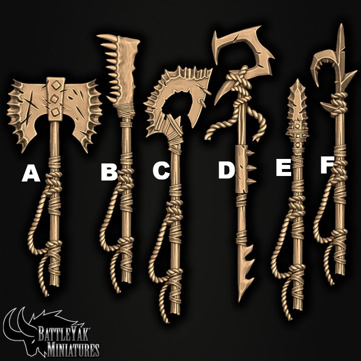 Sharkzerker Great-Weapon Customisation Pack, Sharkfolk Pauldrons & Heavy Weapons 28mm Scale (16 Variants Available) - Battle Yak