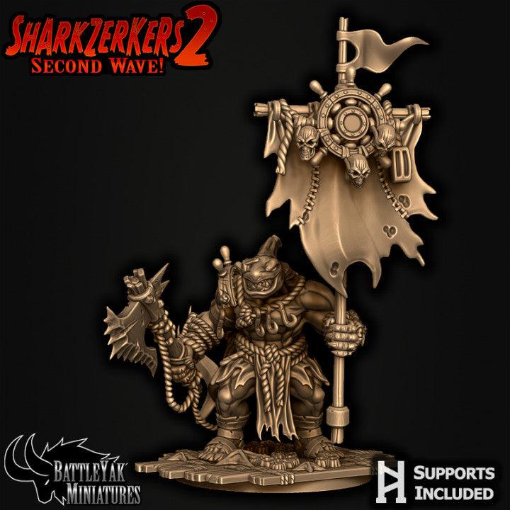 Sharkzerkers, Shark Folk Warriors - Great-Weapon Pack (4 Variants Available) - Battle Yak