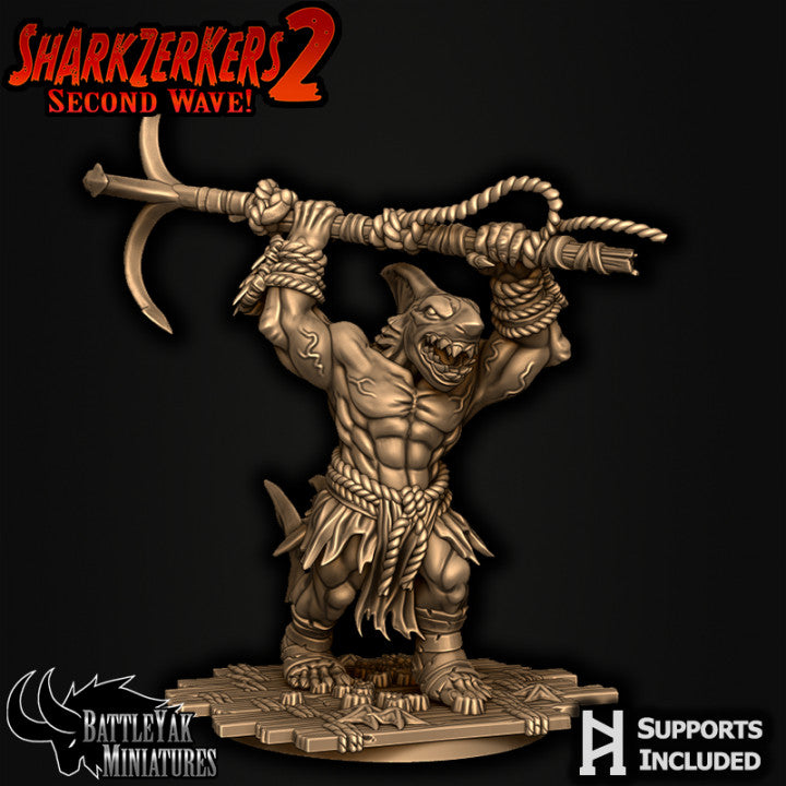 Sharkzerkers, Shark Folk Warriors - Great-Weapon Pack (4 Variants Available) - Battle Yak