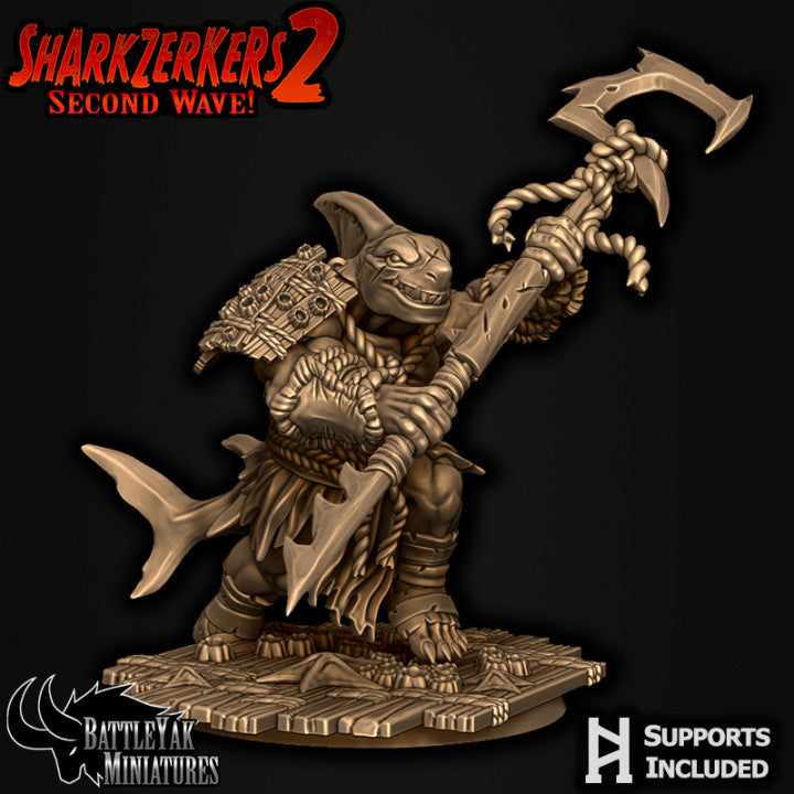 Sharkzerkers, Shark Folk Warriors - Great-Weapon Pack (4 Variants Available) - Battle Yak