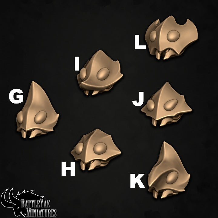 Ancient Caste Heads, Insect Folk Customisation Pack - 28mm Scale (23 Variants Available) - Battle Yak