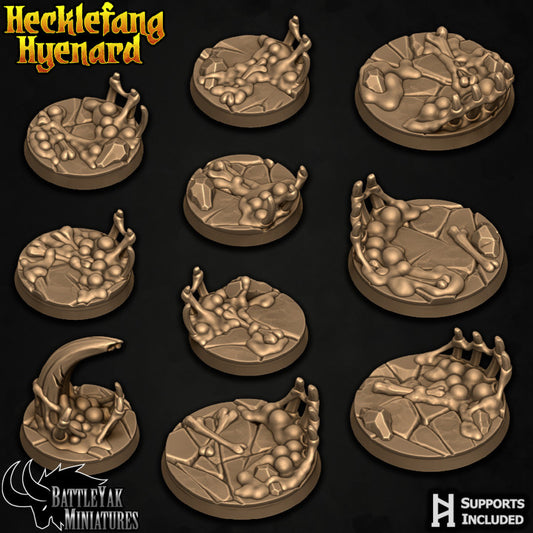 Hecklefang Hyenard Bases - Tar Pit and Bone Spike Terrain Base Set (19 Variants Available) - Battle Yak
