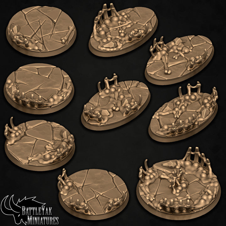 Hecklefang Hyenard Bases - Tar Pit and Bone Spike Terrain Base Set (19 Variants Available) - Battle Yak