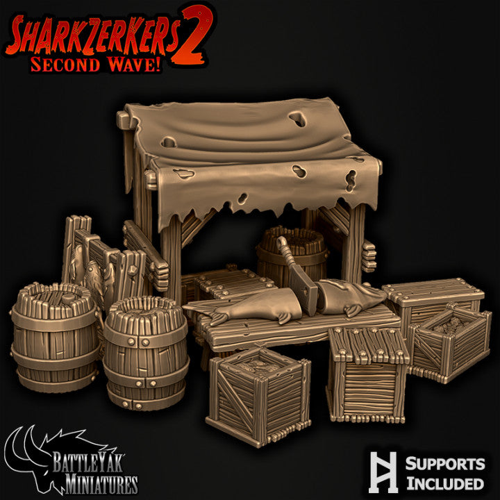 Bloodgreed Bay Terrain Set - Fishwife Stall Scenery Kit (15 Variants Available) - Battle Yak