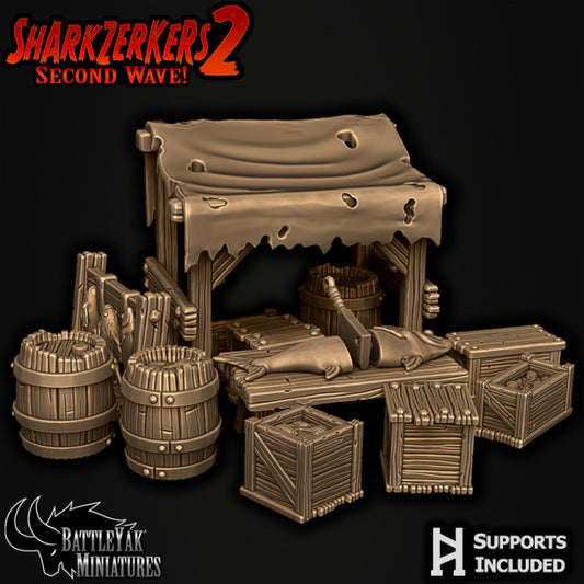 Bloodgreed Bay Terrain Set - Fishwife Stall Scenery Kit (15 Variants Available) - Battle Yak