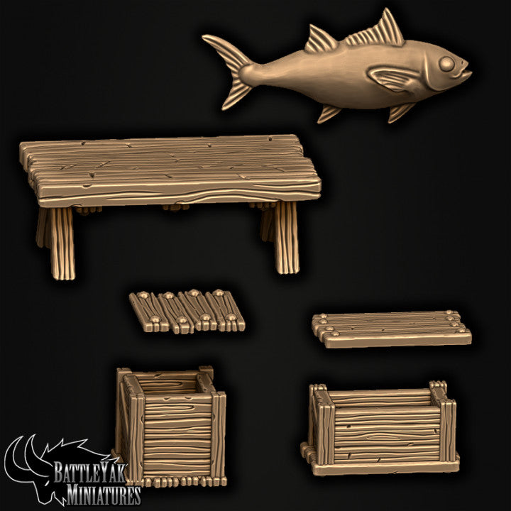 Bloodgreed Bay Terrain Set - Fishwife Stall Scenery Kit (15 Variants Available) - Battle Yak