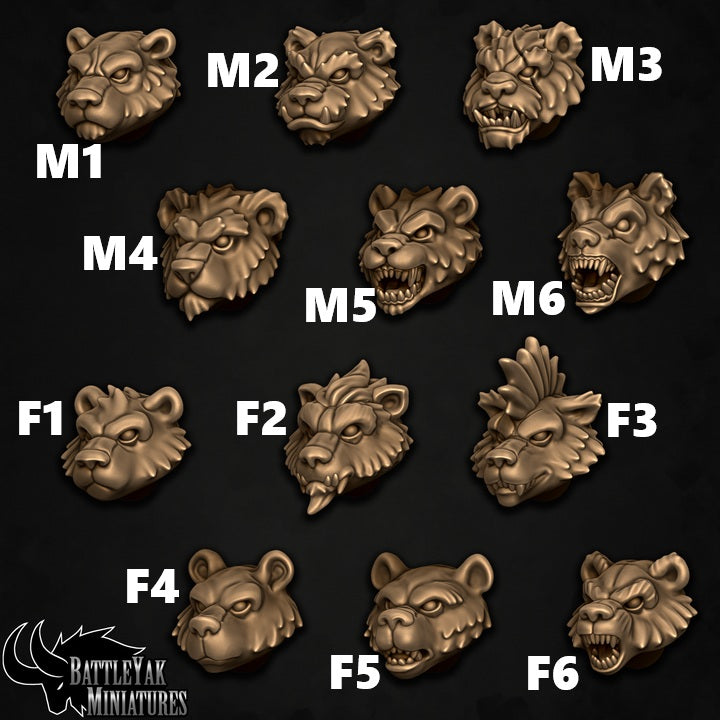 Ursus Warrior Heads, Customisation Pack - 28mm Scale (12 Variants Available) - Battle Yak (Copy)