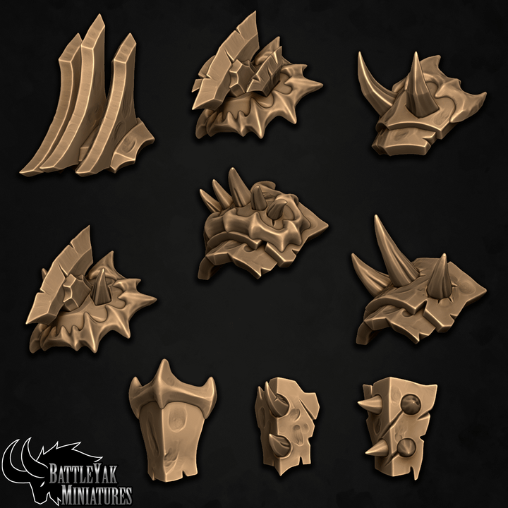 Battleghoul Pauldrons and Wristgaurds, Customisation Pack - 28mm Scale (9 Variants Available) - Battle Yak