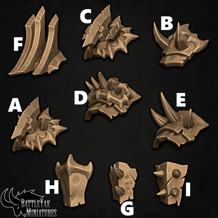 Battleghoul Pauldrons and Wristgaurds, Customisation Pack - 28mm Scale (9 Variants Available) - Battle Yak