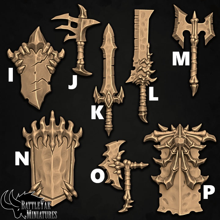 Battleghoul Weapons and Shields, Customisation Pack - 28mm Scale (16 Variants Available) - Battle Yak