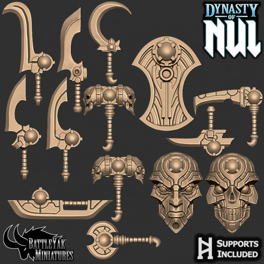 Dynasty of Nul Weapons, Undead Construct Customisation Pack - 28mm Scale (21 Variants Available) - Battle Yak
