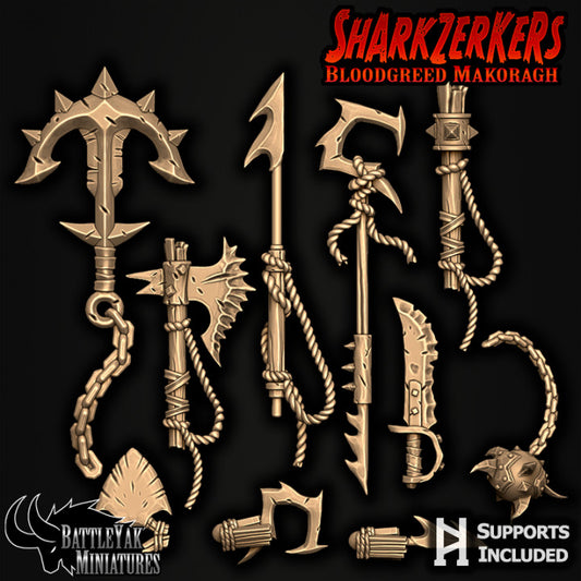 Sharkzerker Weapons,Customisation Pack - 28mm Scale (10 Variants Available) - Battle Yak)