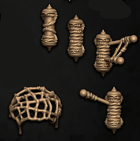 Weavenholme Artificer Weapons and Gear, Spiderfolk Inventor Customisation Pack - 28mm Scale (16 Variants Available) - Battle Yak