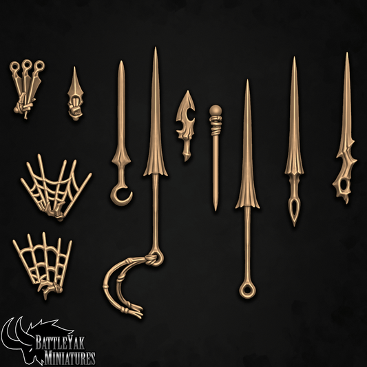 Weavenholme Artificer Weapons and Gear, Spiderfolk Inventor Customisation Pack - 28mm Scale (16 Variants Available) - Battle Yak