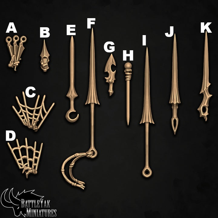 Weavenholme Artificer Weapons and Gear, Spiderfolk Inventor Customisation Pack - 28mm Scale (16 Variants Available) - Battle Yak