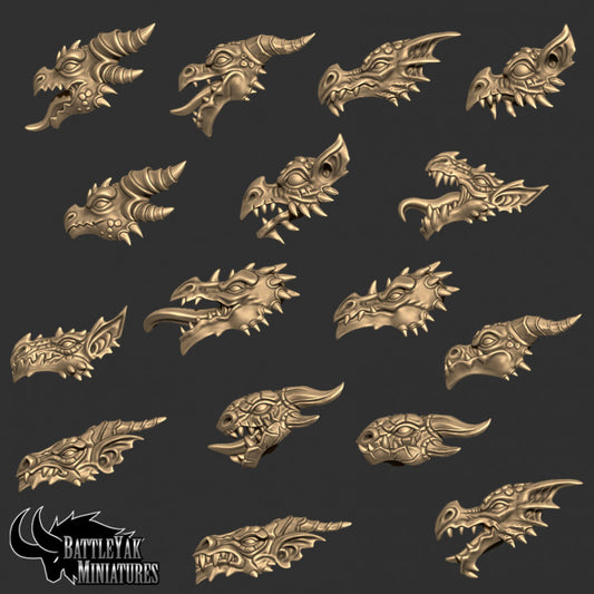 Drakkisan Wyrmspawn Supplicant Heads, Customisation Pack - 28mm Scale (16 Variants Available) - Battle Yak