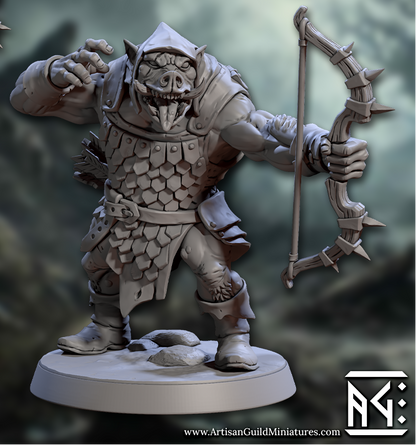 Orhog Archers, Pig Orc Warband Ranged Squad with Helmets (4 Variants Available) - Artisan Guild