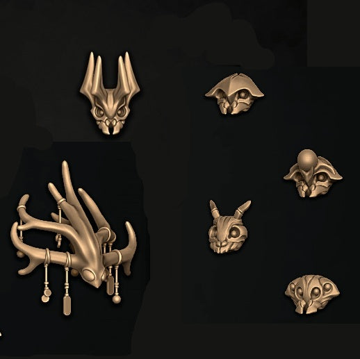 Ancient Caste Heads, Insect Folk Customisation Pack - 28mm Scale (23 Variants Available) - Battle Yak