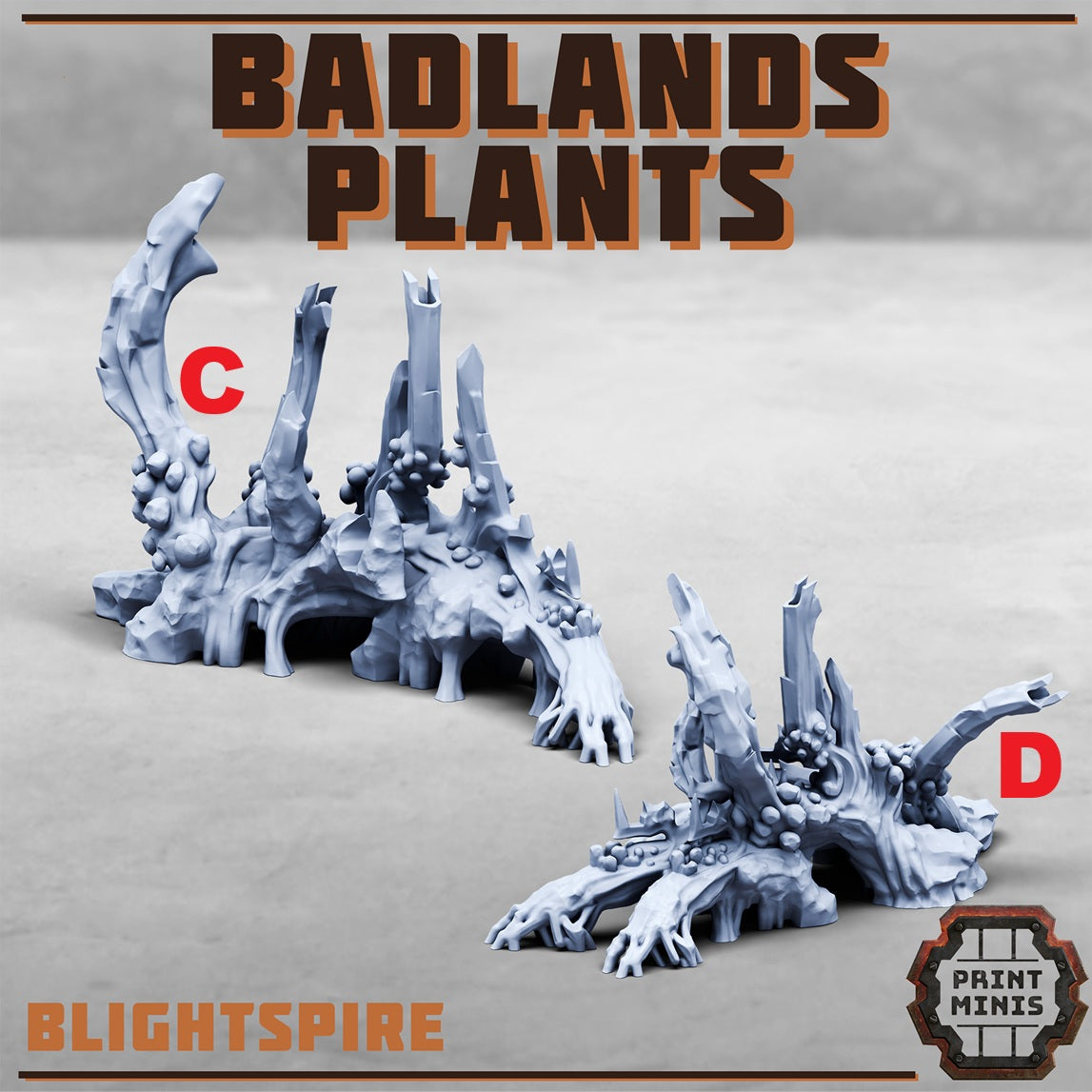 Badlands Plants, Creepy Alien Terrain (6 Variants Available) - Printed Minis