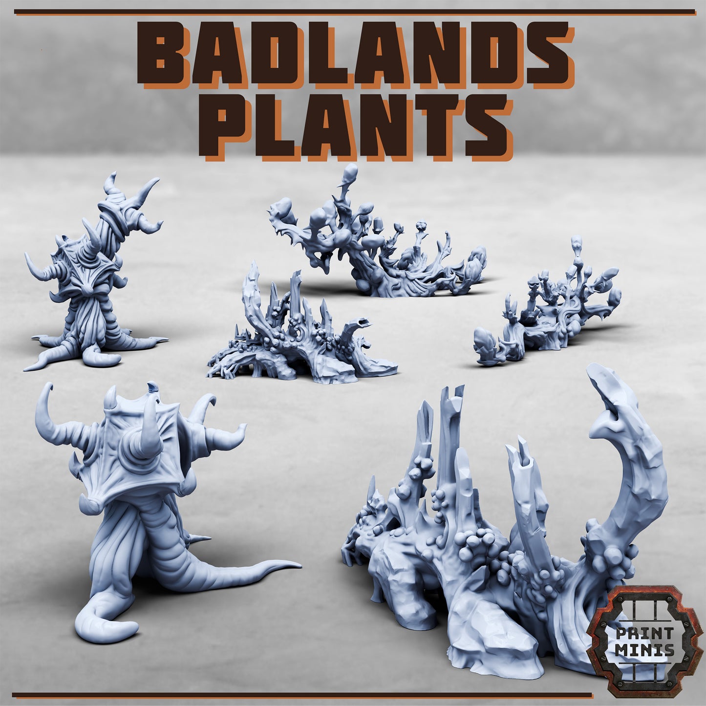 Badlands Plants, Creepy Alien Terrain (6 Variants Available) - Printed Minis